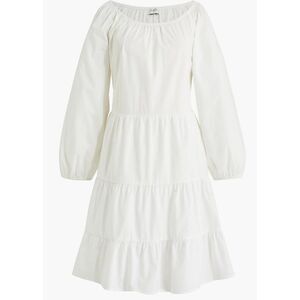 J Crew White Poplin Raglan Tiered Dress Size S